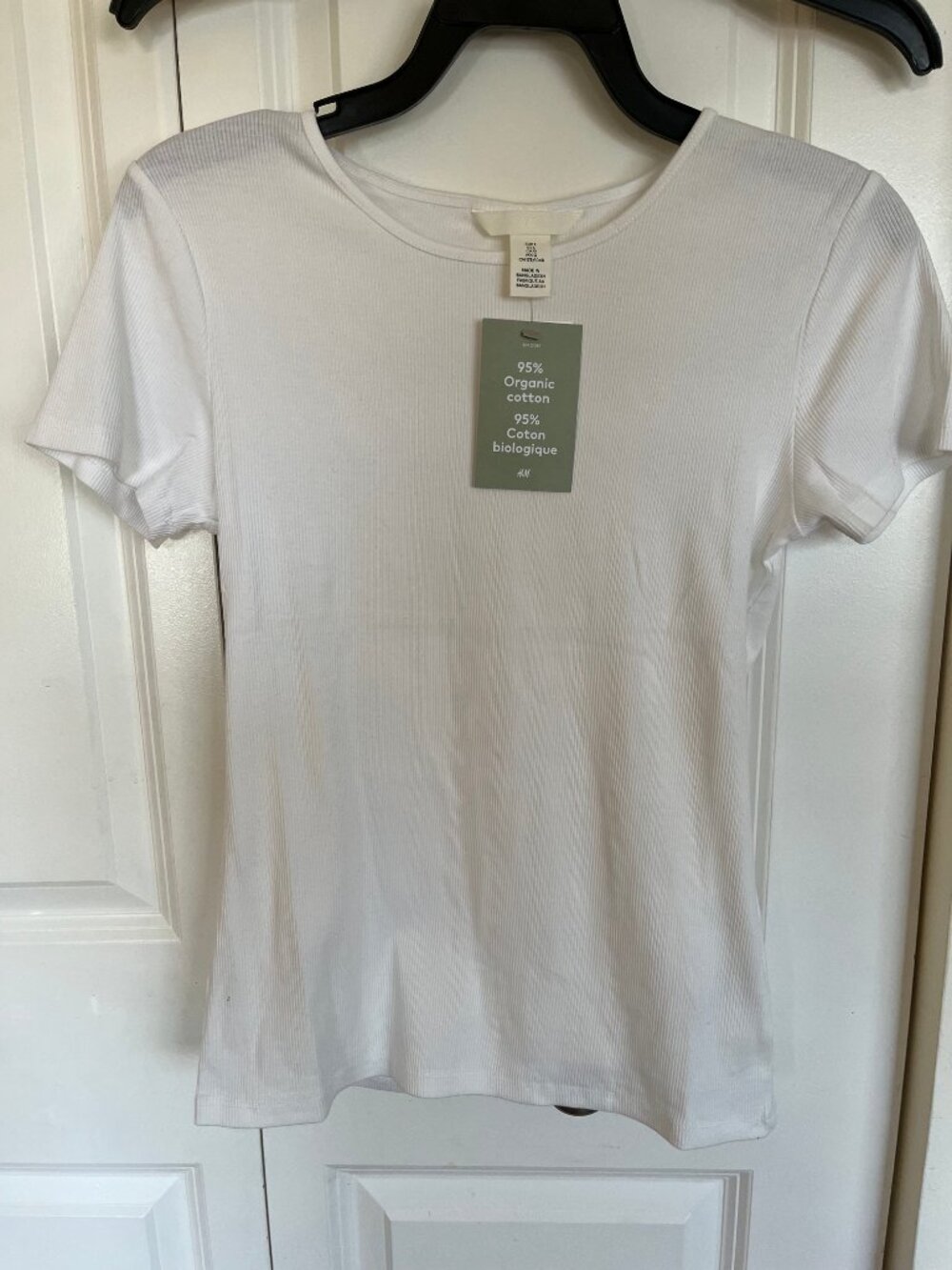 NWT H&M ORGANIC COTTON RIBBED T-SHIRT SZ L